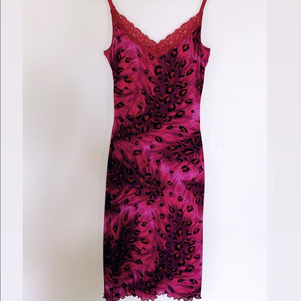 GUESS pink leopard slip dress, medium